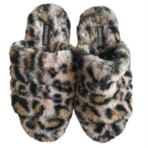 Steve Madden Women Fuzzy Animal Slippers Lounge Pink Grunge Shoe Size Medium 7/8